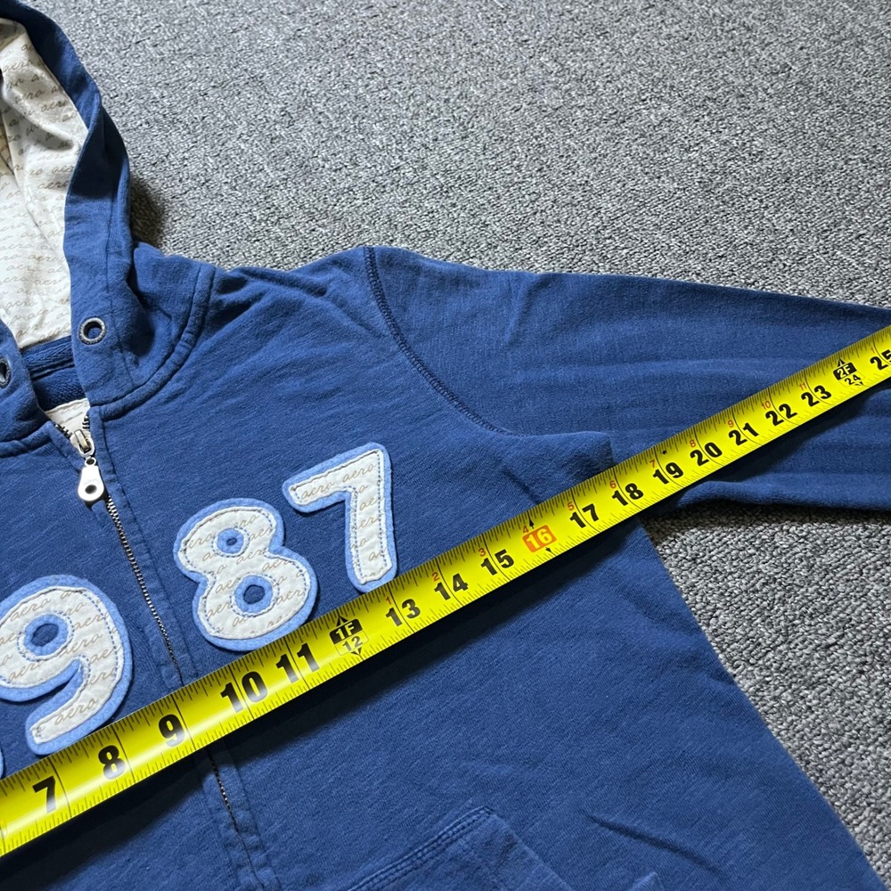 Aeropostale Zip Up Hoodie Size Large Blue 1987 Graphic Y2K Skater Sweatshirt - Picture 8 of 10